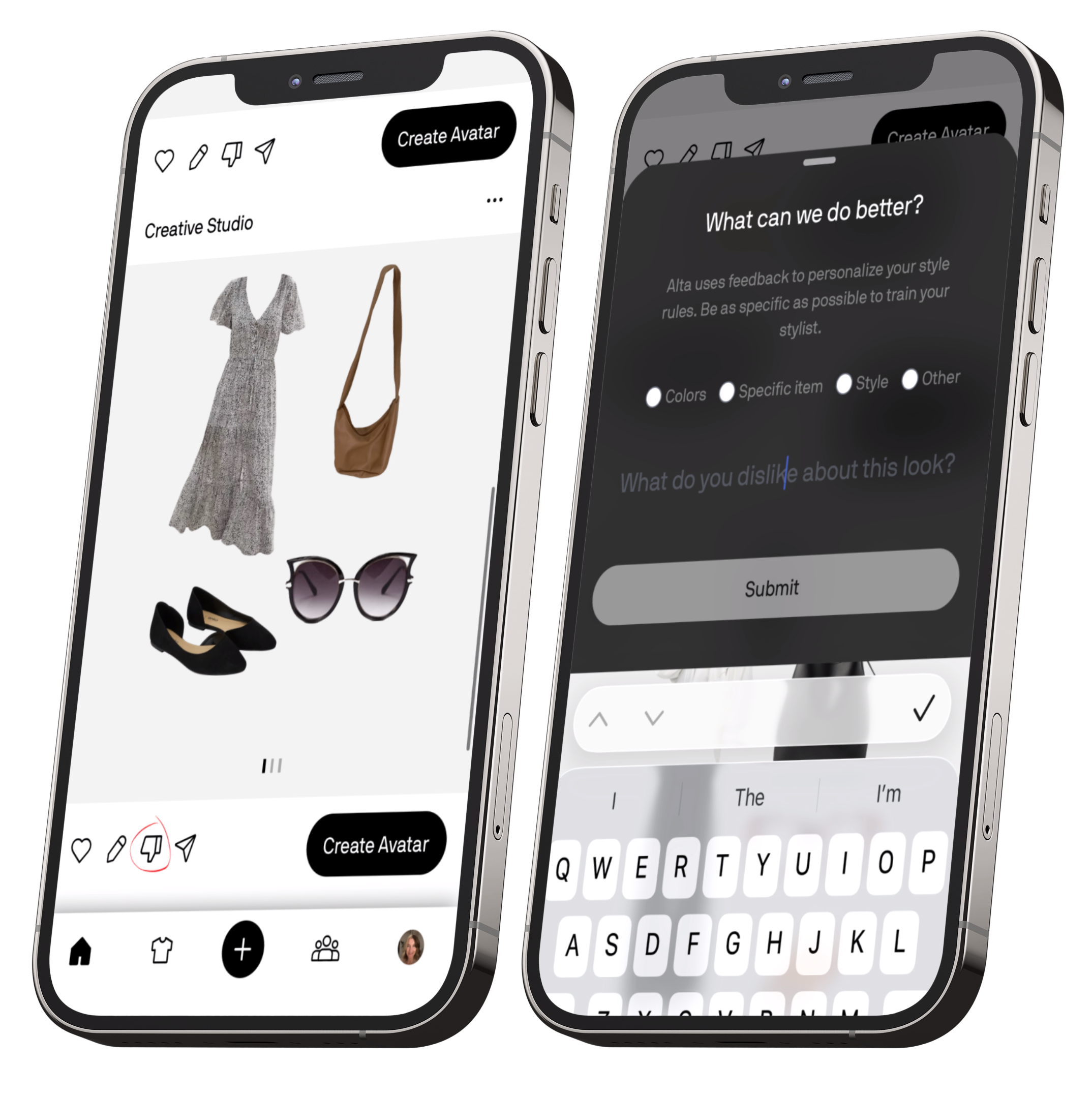 Alta Closet App - Thumbs Down an Outfit