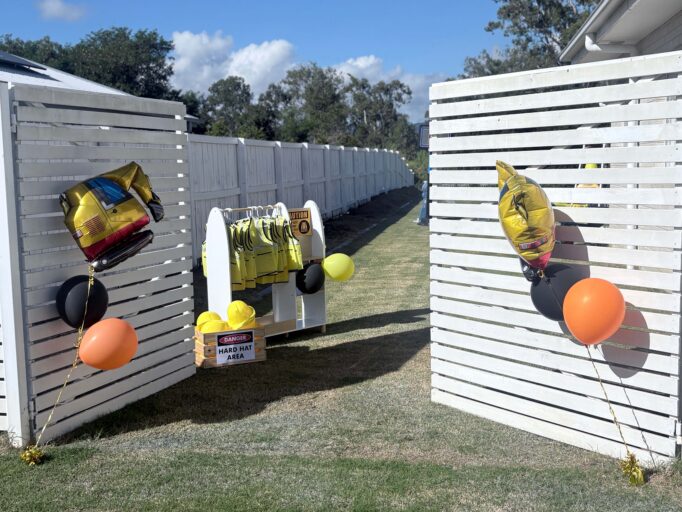 The Ultimate Construction Truck Birthday Party for Kids Construction Birthday Party Safety Vests and Hard Hats Station at Entrance