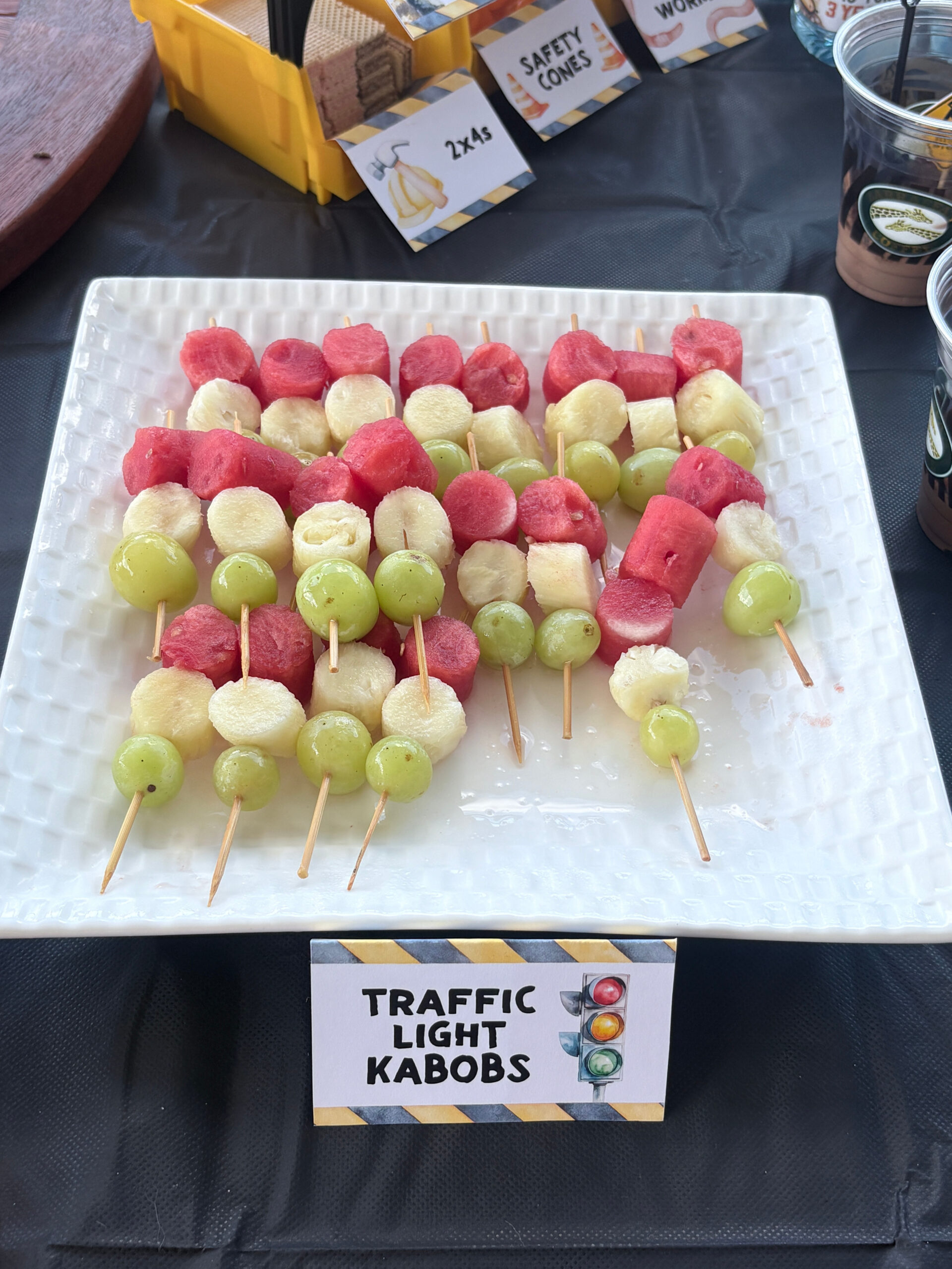 Construction Truck Party Food Ideas Kids Will Love Traffic Light Fruit Kabobs