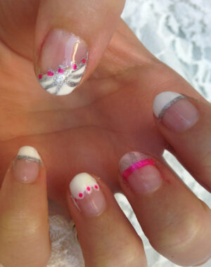 Pink and Silver French Tip Nails Feature Image