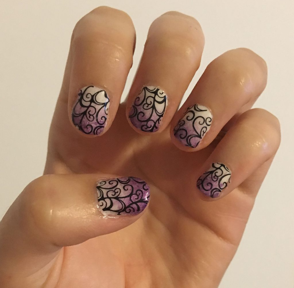 Purple Ombre Swirl Nails 1