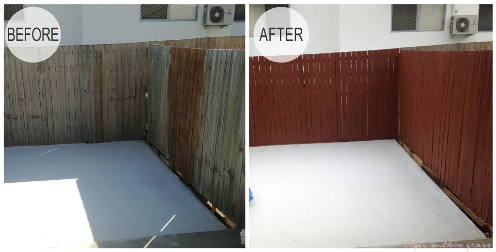 Backyard Makeover Fence Before and After Right