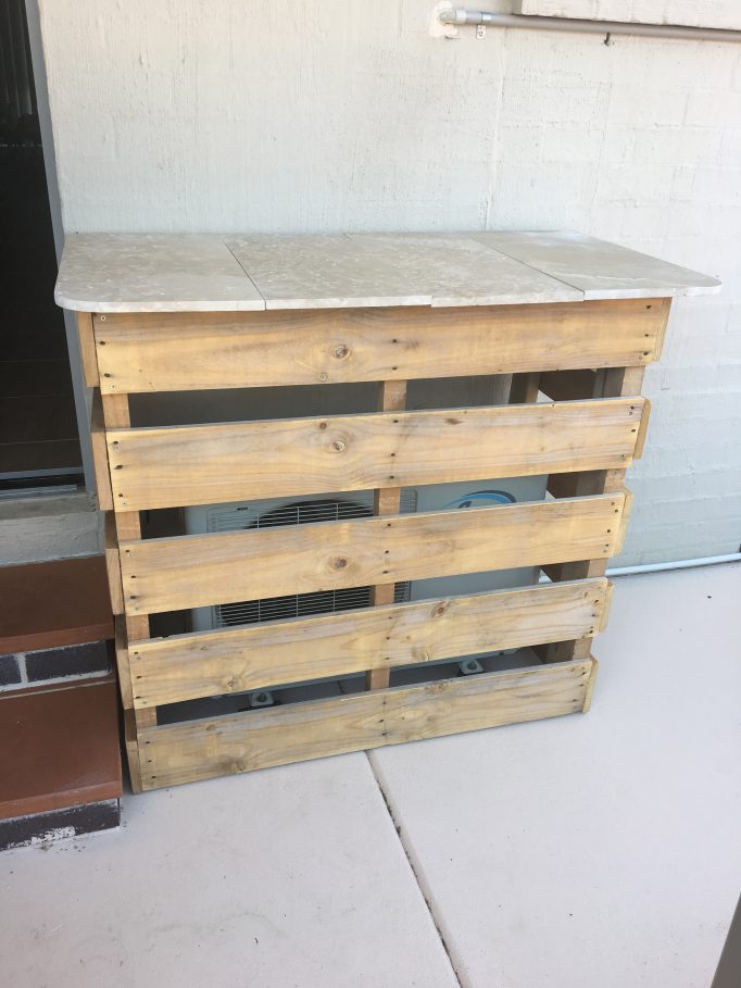 How to Hide an Ugly Outdoor Air Con Unit: Pallet Bar Upcycle DIY ...