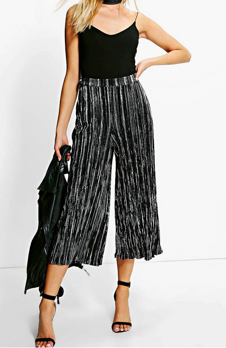 Ruby Metallic Pleated Culottes 