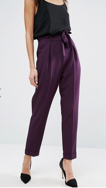 ASOS Woven Peg Trousers with OBI Tie