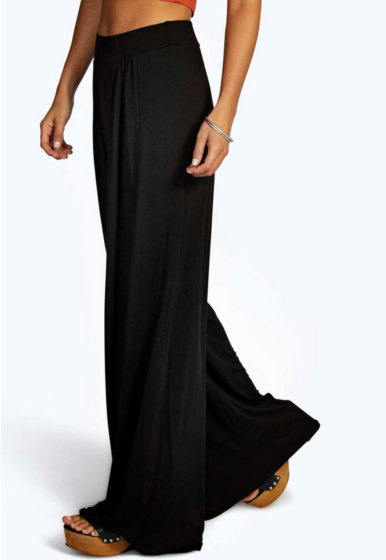 Iman Pin Tuck Soft Tailored Jersey Wide Leg Trousers