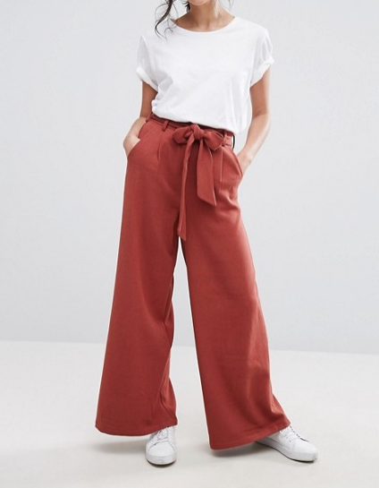 Native Youth Wide Leg Pants With Tie Detail