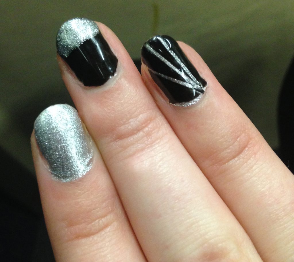Black and Silver Nails 1