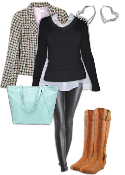 Leggings Outfit with a Cropped Blazerc
