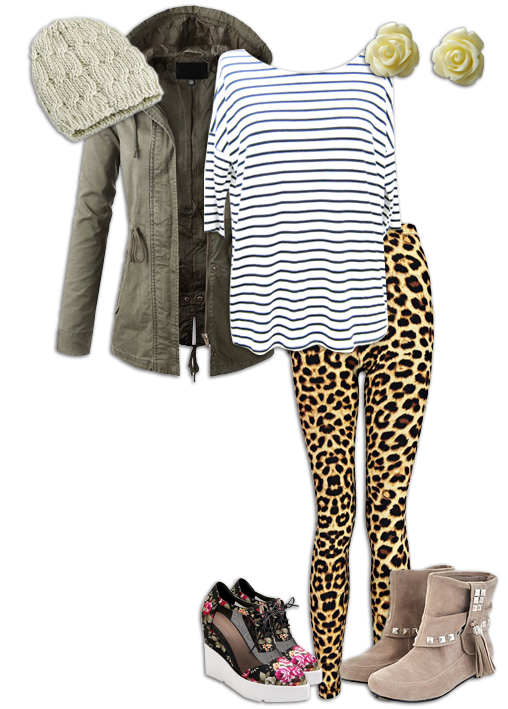 Leopard Print Leggings Pattern Mixing Outfit