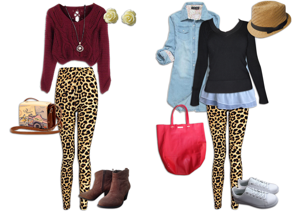 Leopard Print Leggings Outfit With Red