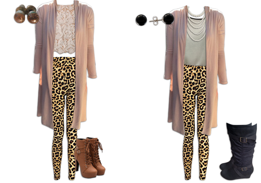 Leopard Print Leggings and Neutrals Outfits 1
