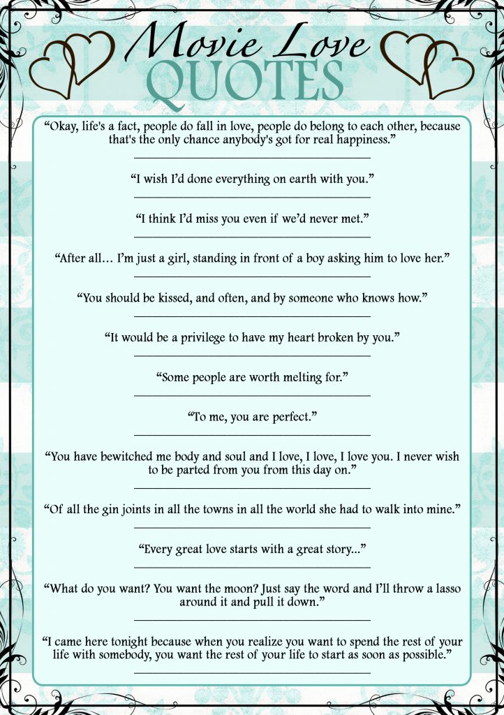 Breakfast at Tiffany's Bridal Shower Movie Love Quotes