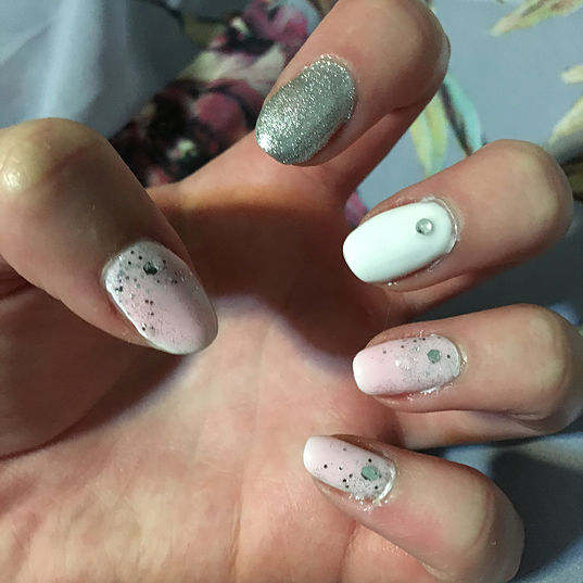 Pink and Silver Wedding Nails 1