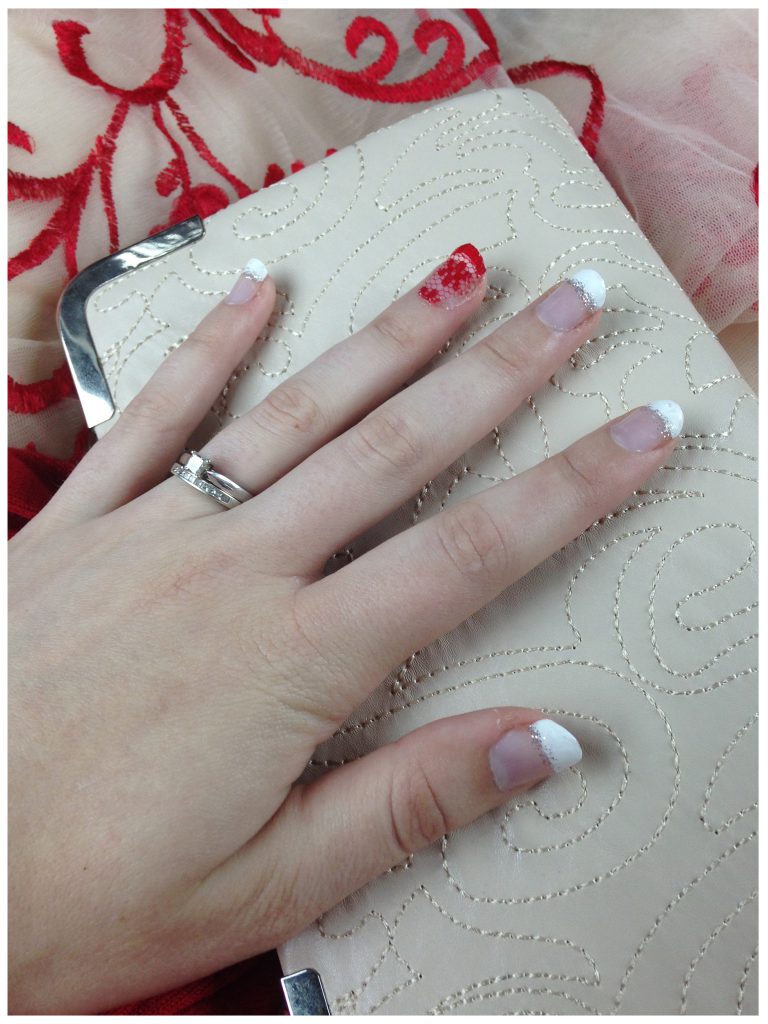 Red Lace French Tip Nails 1