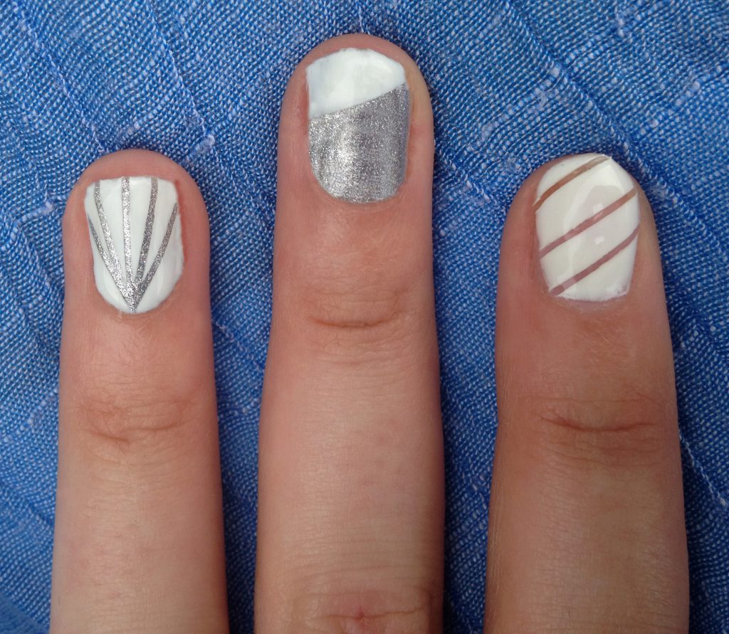 Silver and White Nails 2
