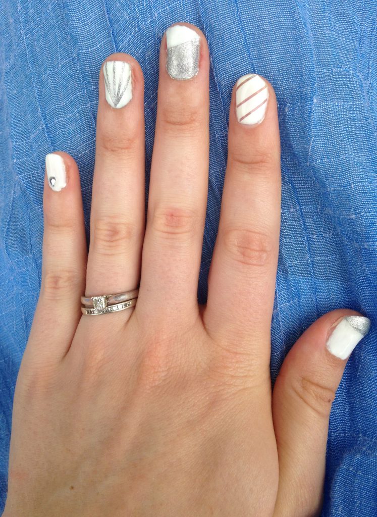 Silver and White Nails 3