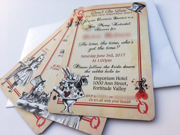 Alice In Wonderland Bridal Shower Playing Card Invites 2