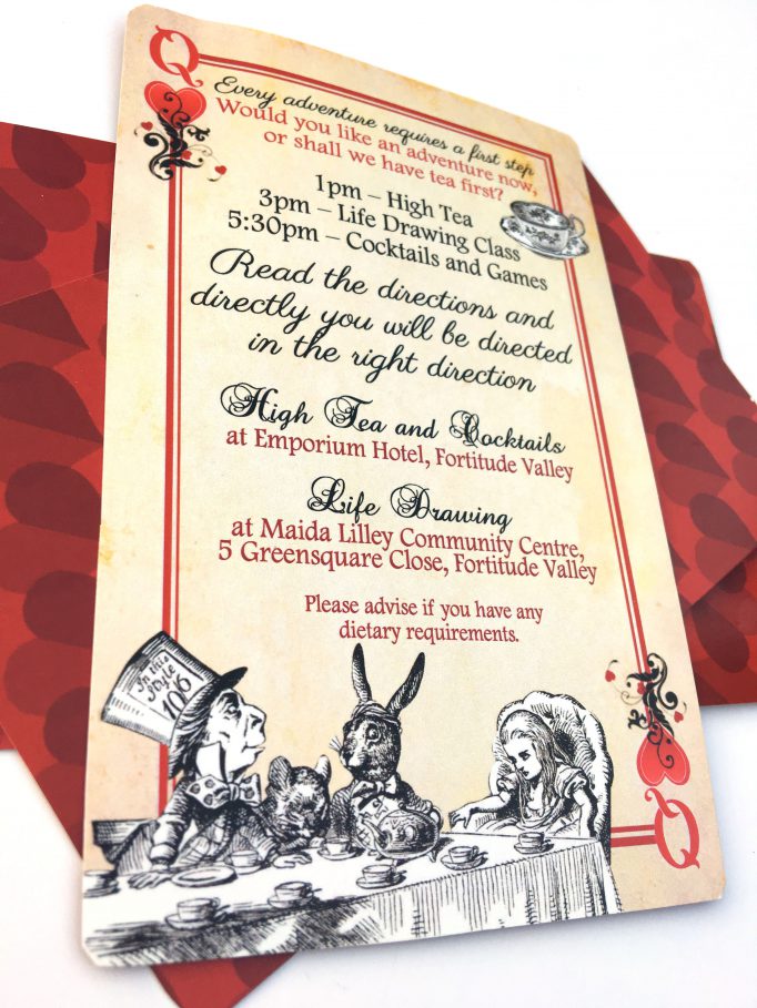 Alice In Wonderland Bridal Shower Playing Cards Invites Card 2