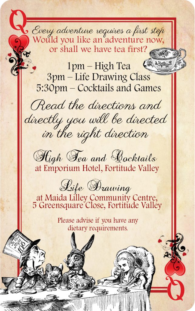 Alice In Wonderland Bridal Shower Invite Card 02