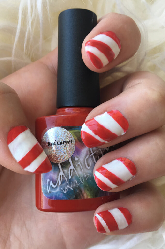 Christmas Candy Cane Nails Feature Image