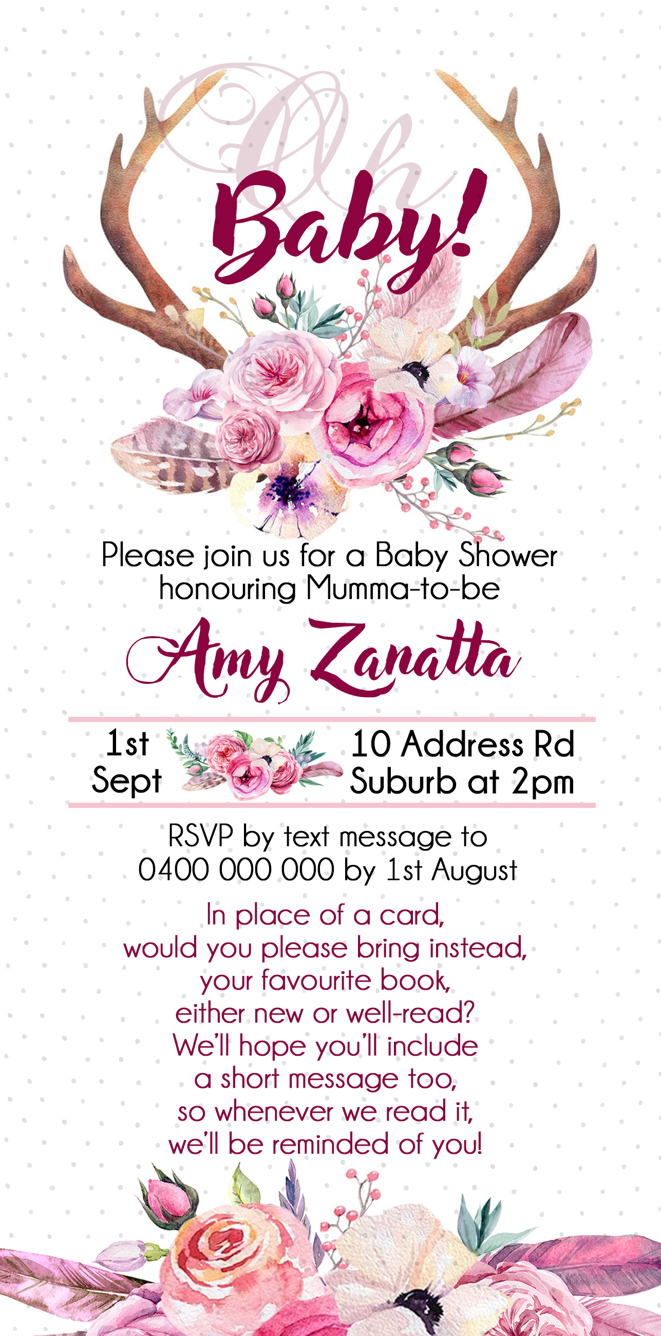 Spring Floral Baby Shower Invites - Generic
