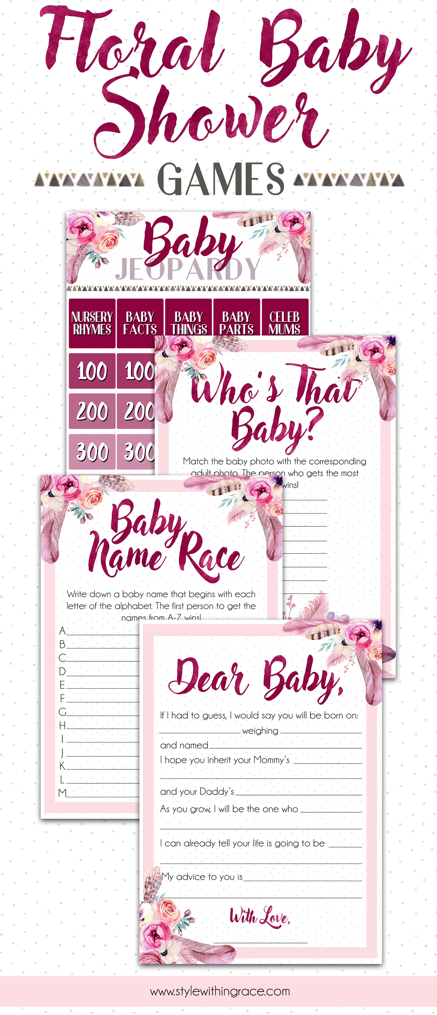 Floral Baby Shower Pinterest Graphic - Games