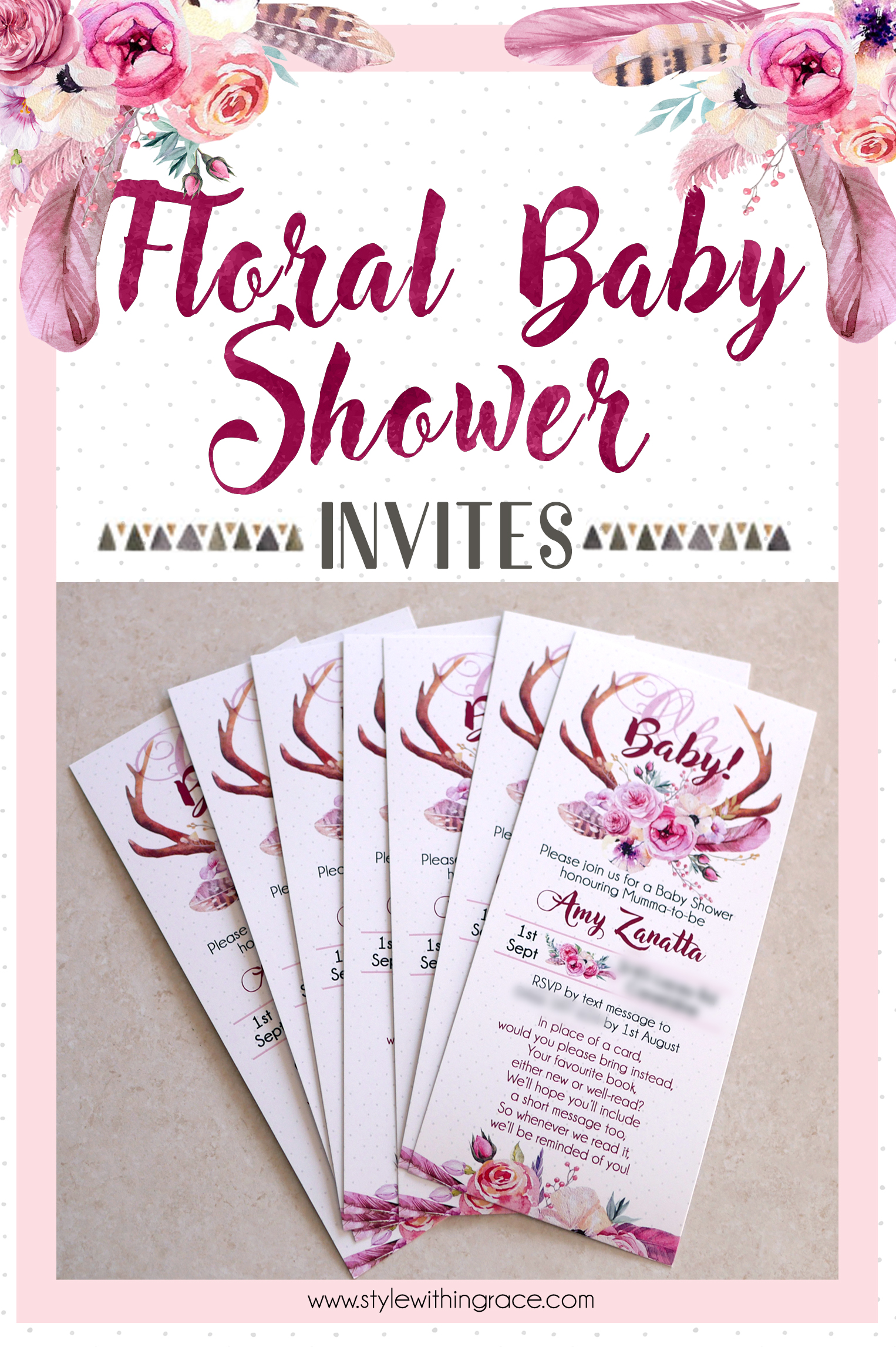 Floral Baby Shower Pinterest Graphic - Invites 01