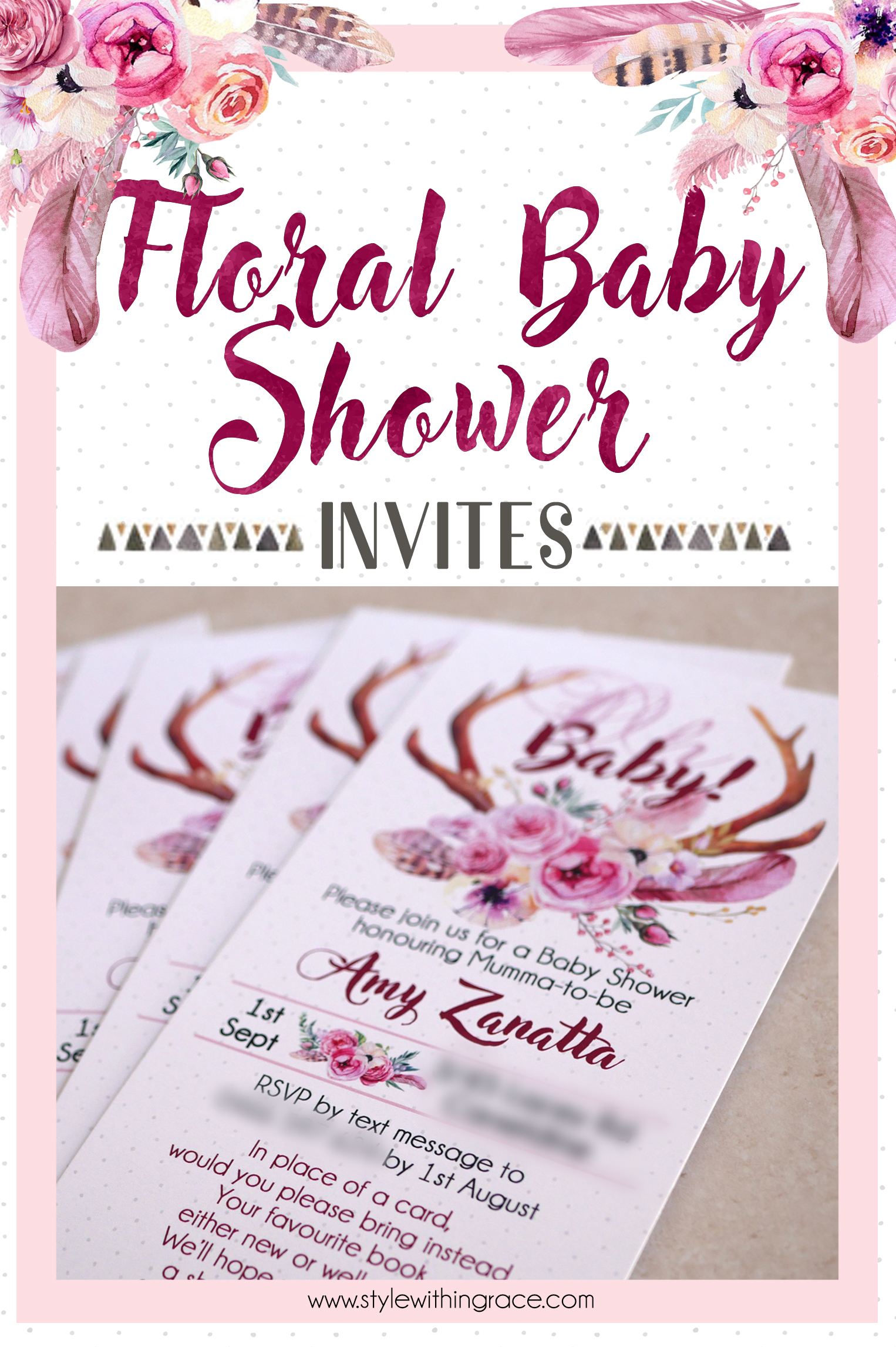 Floral Baby Shower Pinterest Graphic - Invites 02