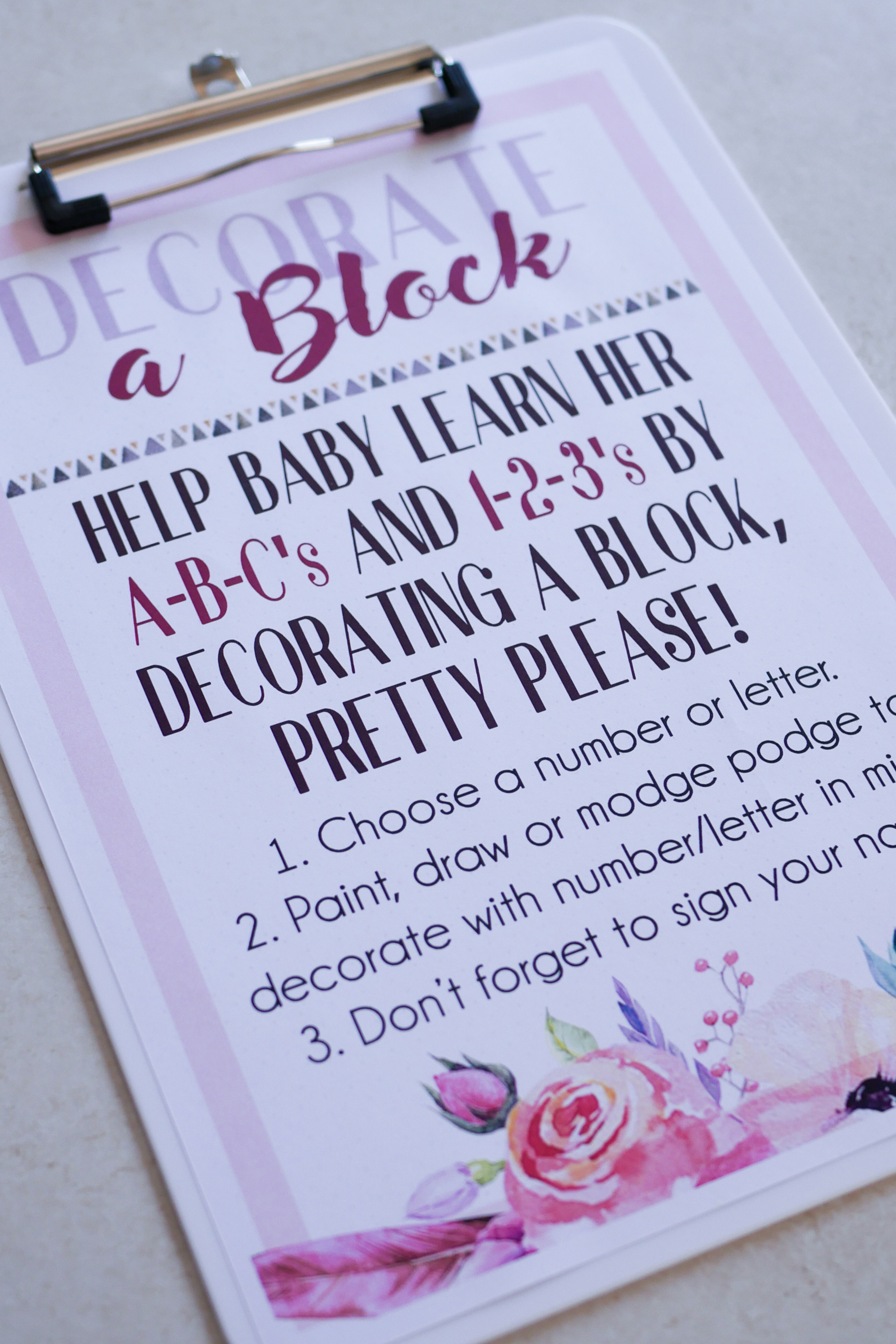 Decorate a Block Instruction Sheet 1