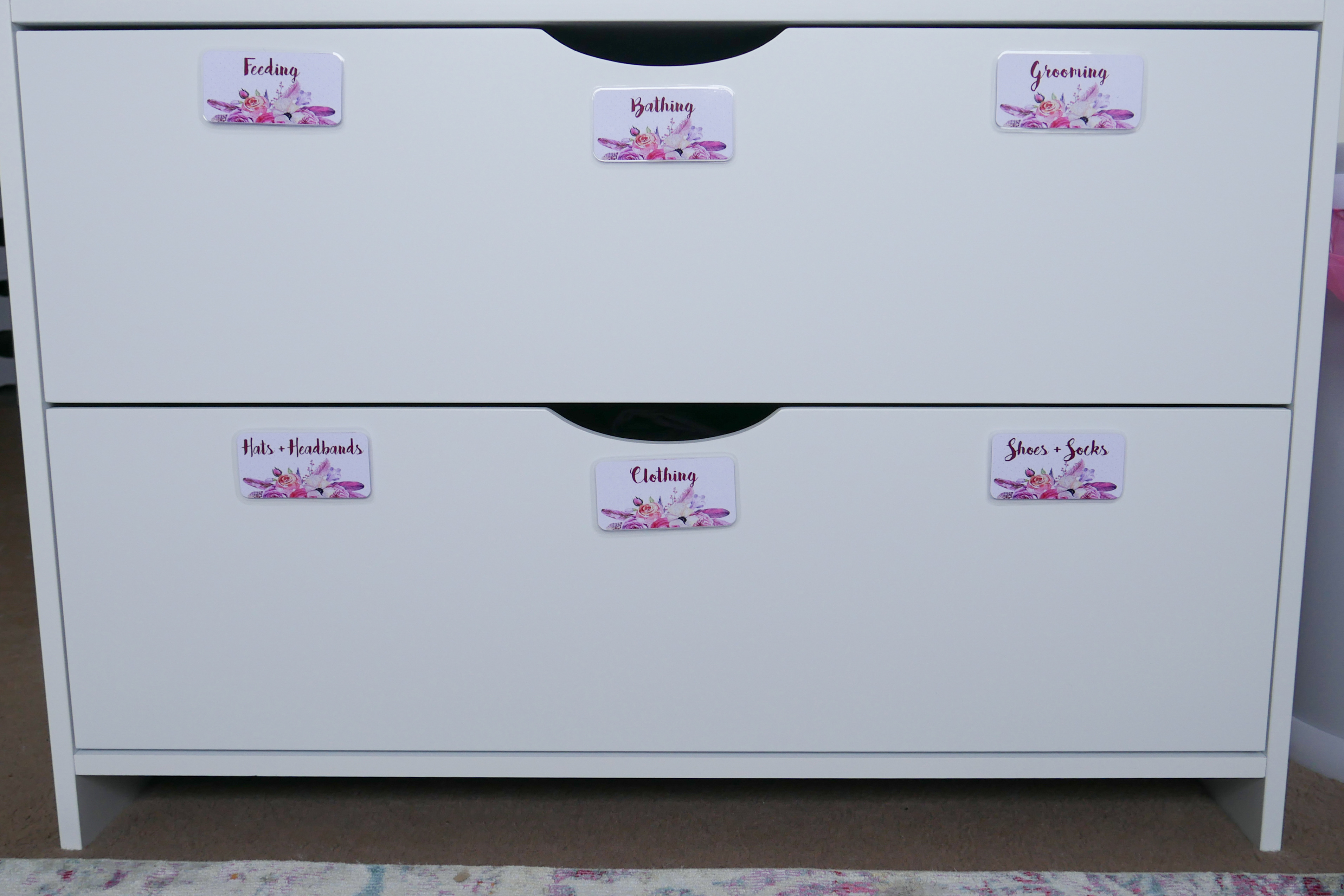 Floral Baby Nursery Reveal Change Table Drawers 1