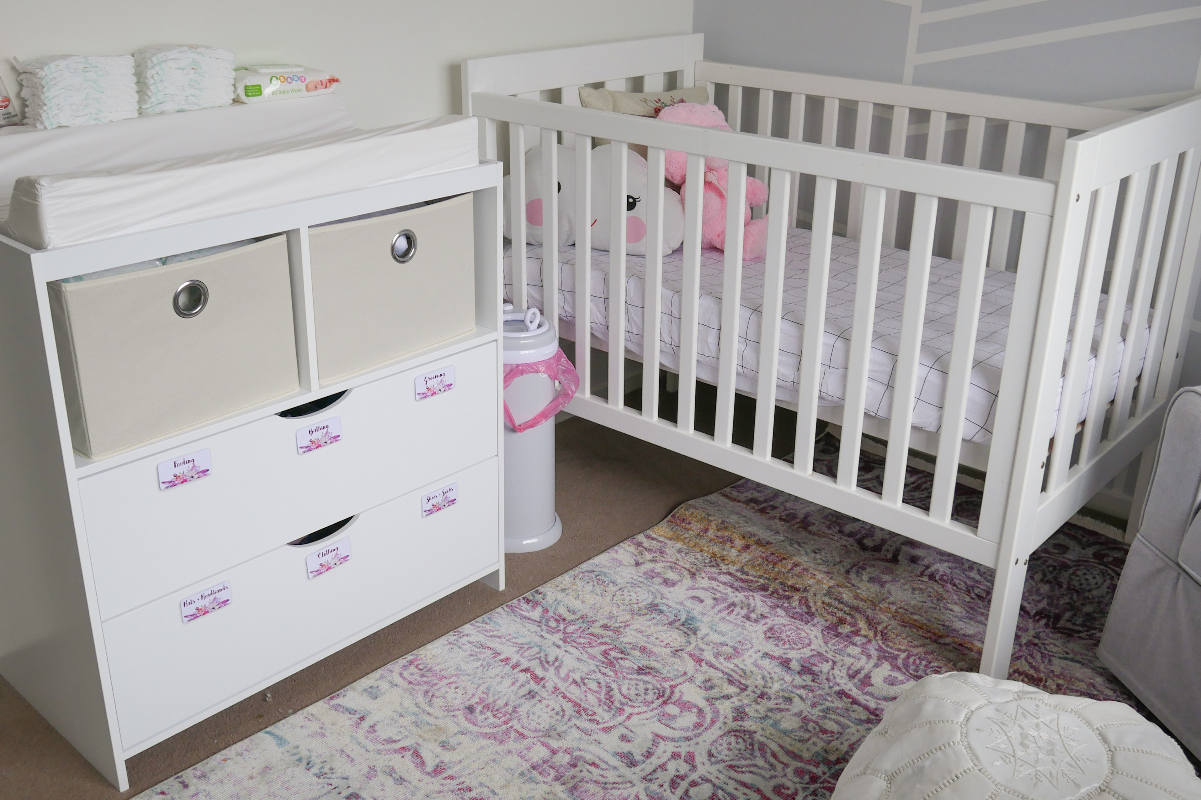 Floral Baby Nursery Reveal Change Table and Cot