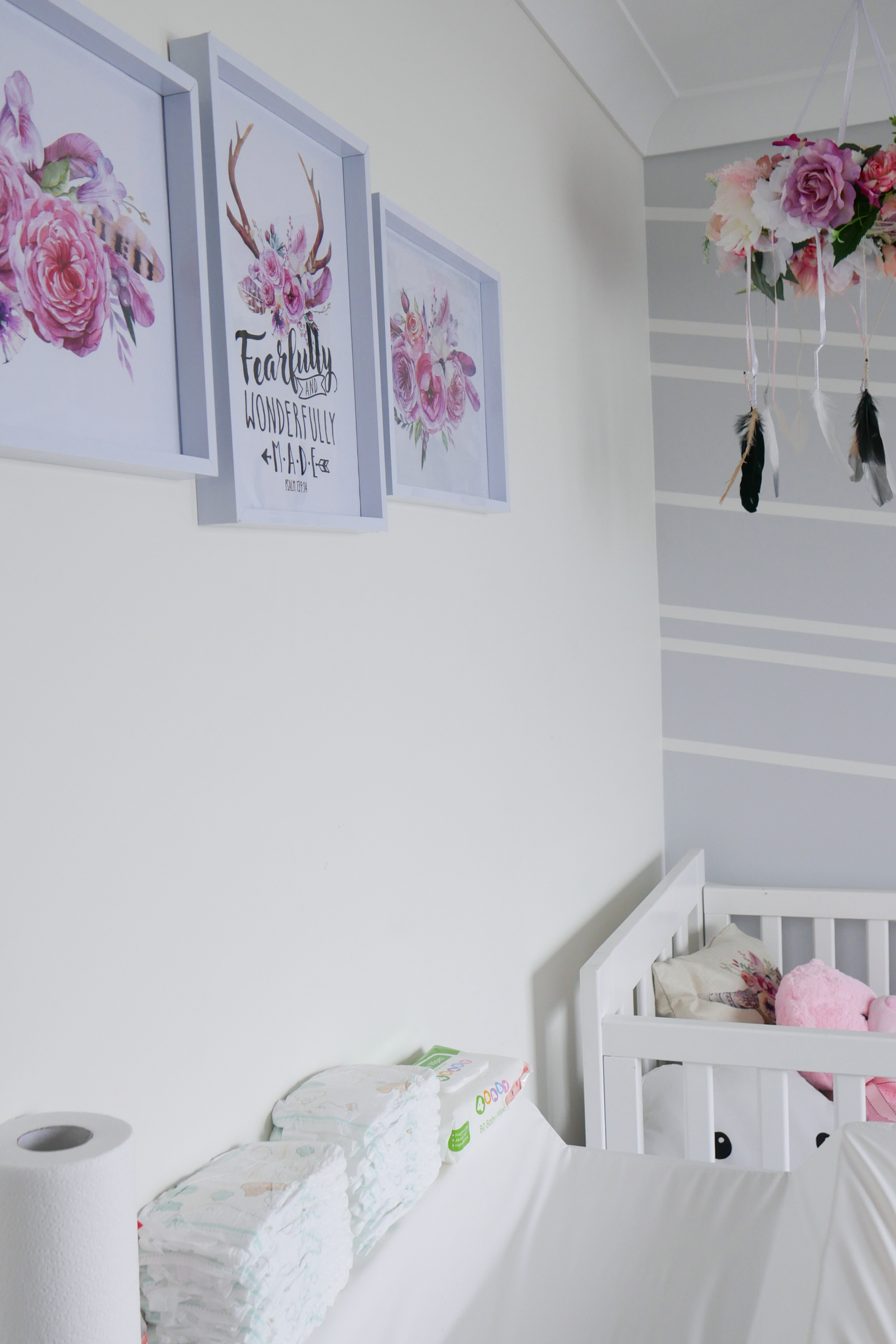 Floral Baby Nursery Reveal Change Table and Cot