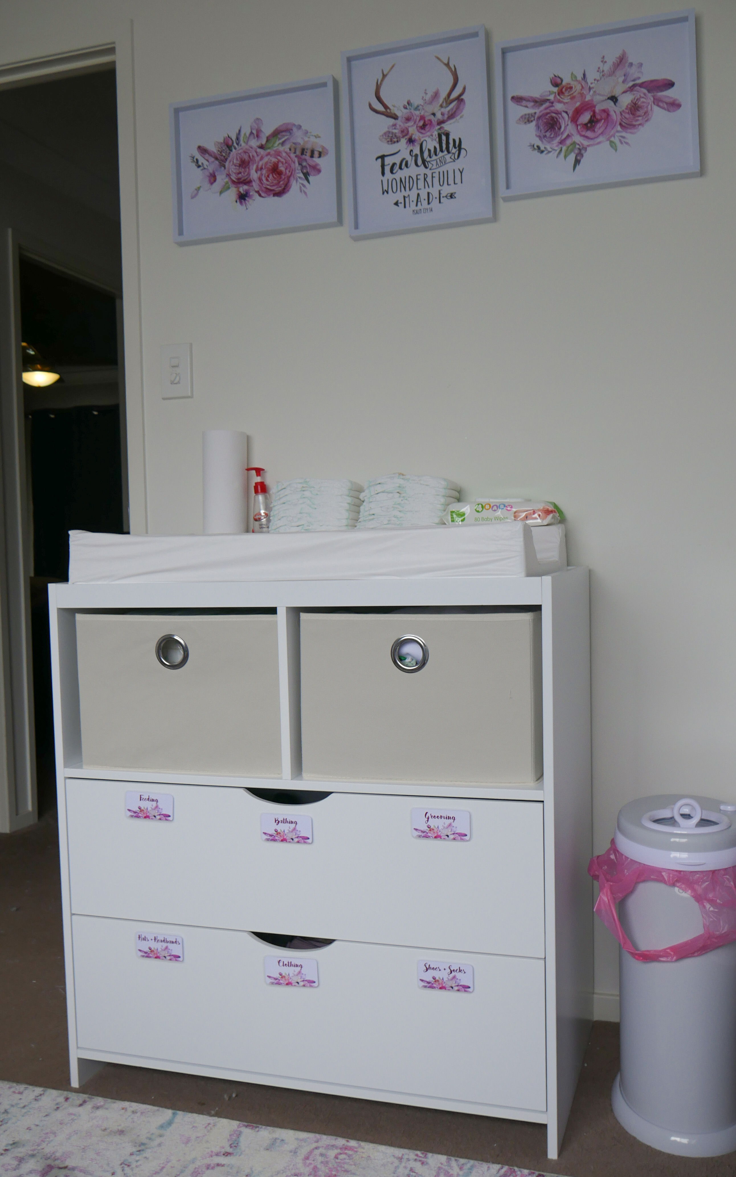 Floral Baby Nursery Reveal Change Table