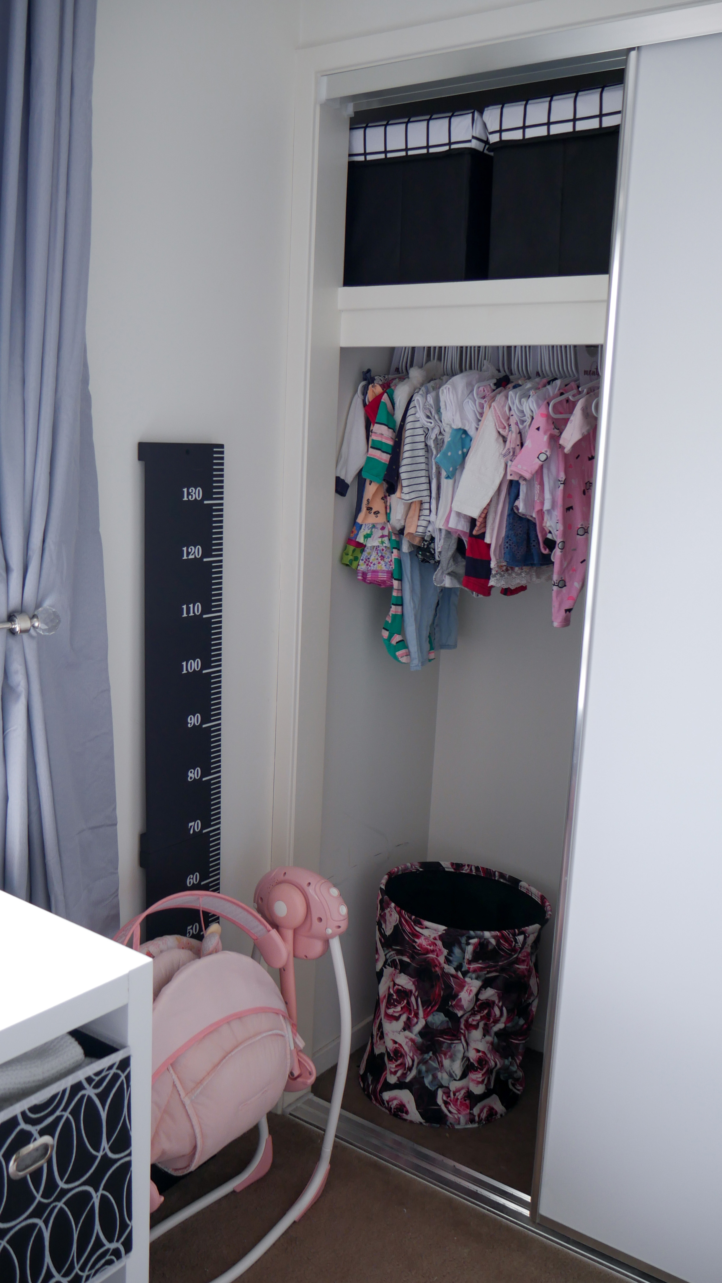 Floral Baby Nursery Reveal Closet Storage 1