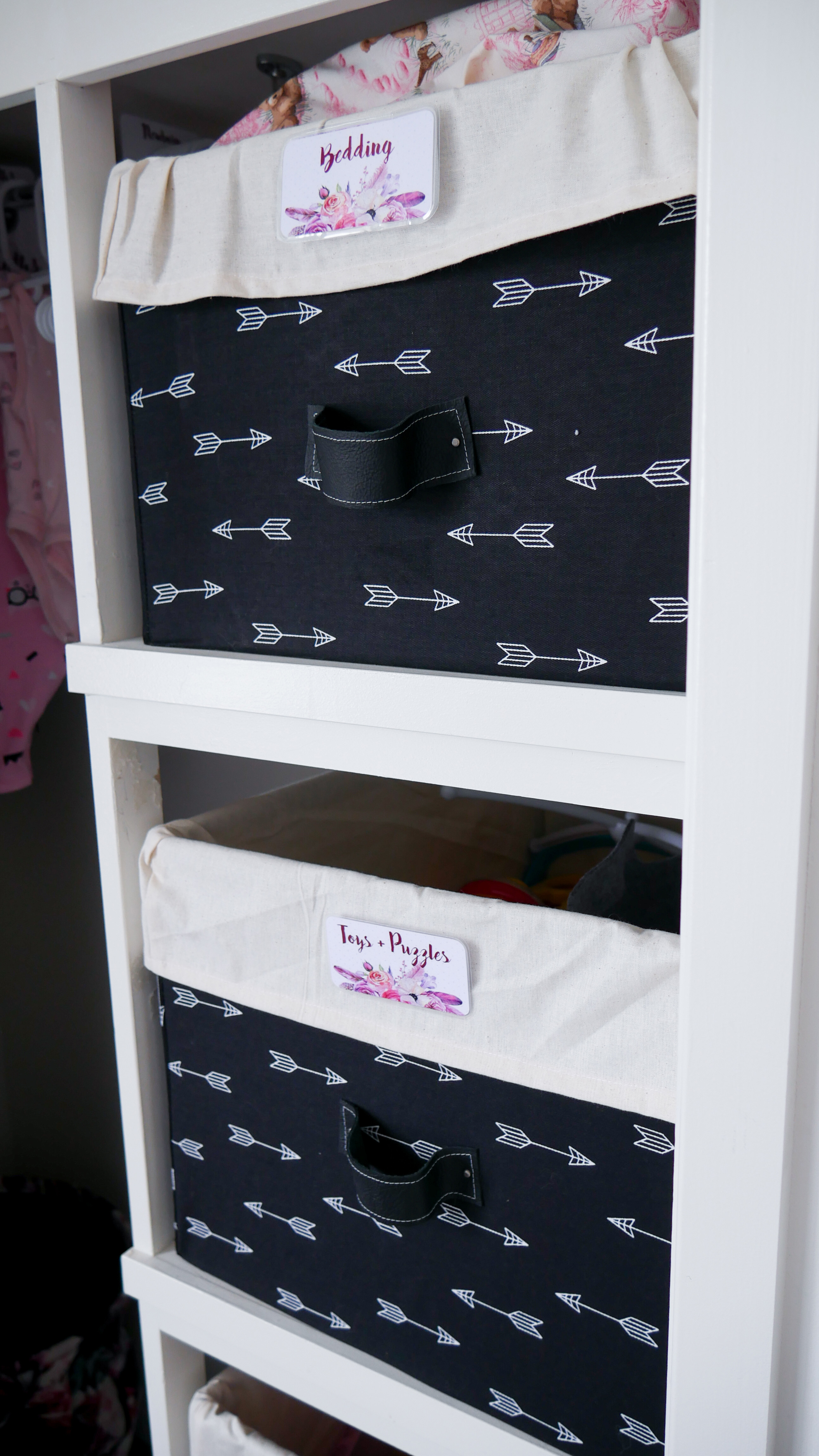 Floral Baby Nursery Reveal Closet Storage Boxes 4