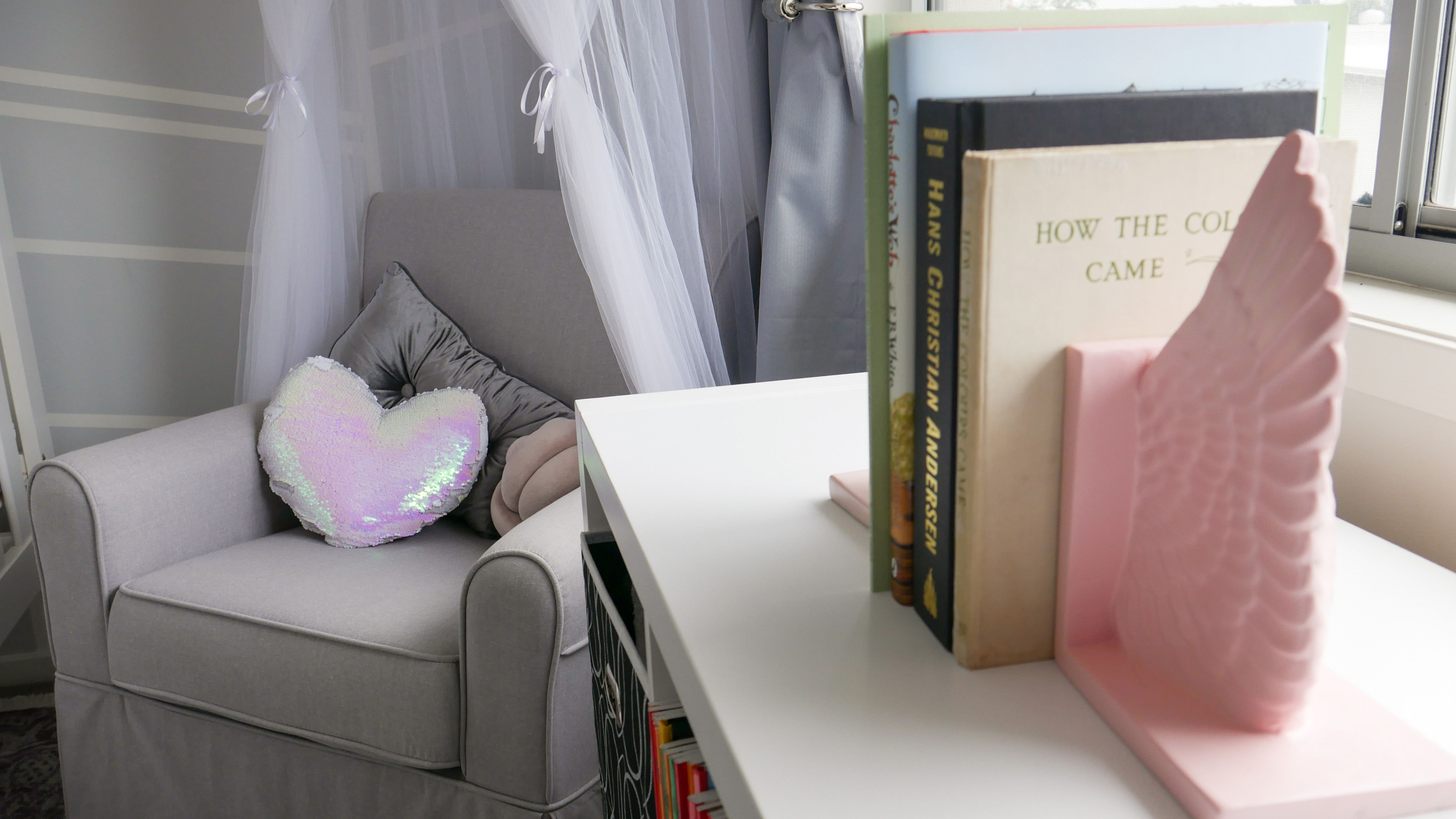 Floral Baby Nursery Reveal Nursing Chair and Bookshelf 3