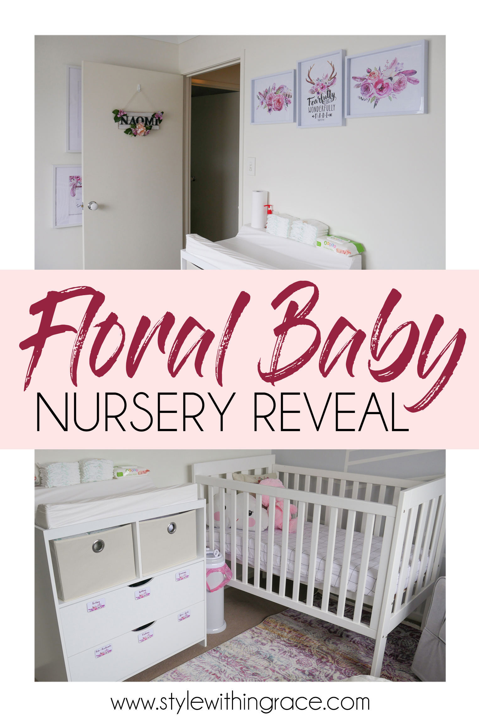 Floral Baby Nursery Reveal Pinterest Graphic