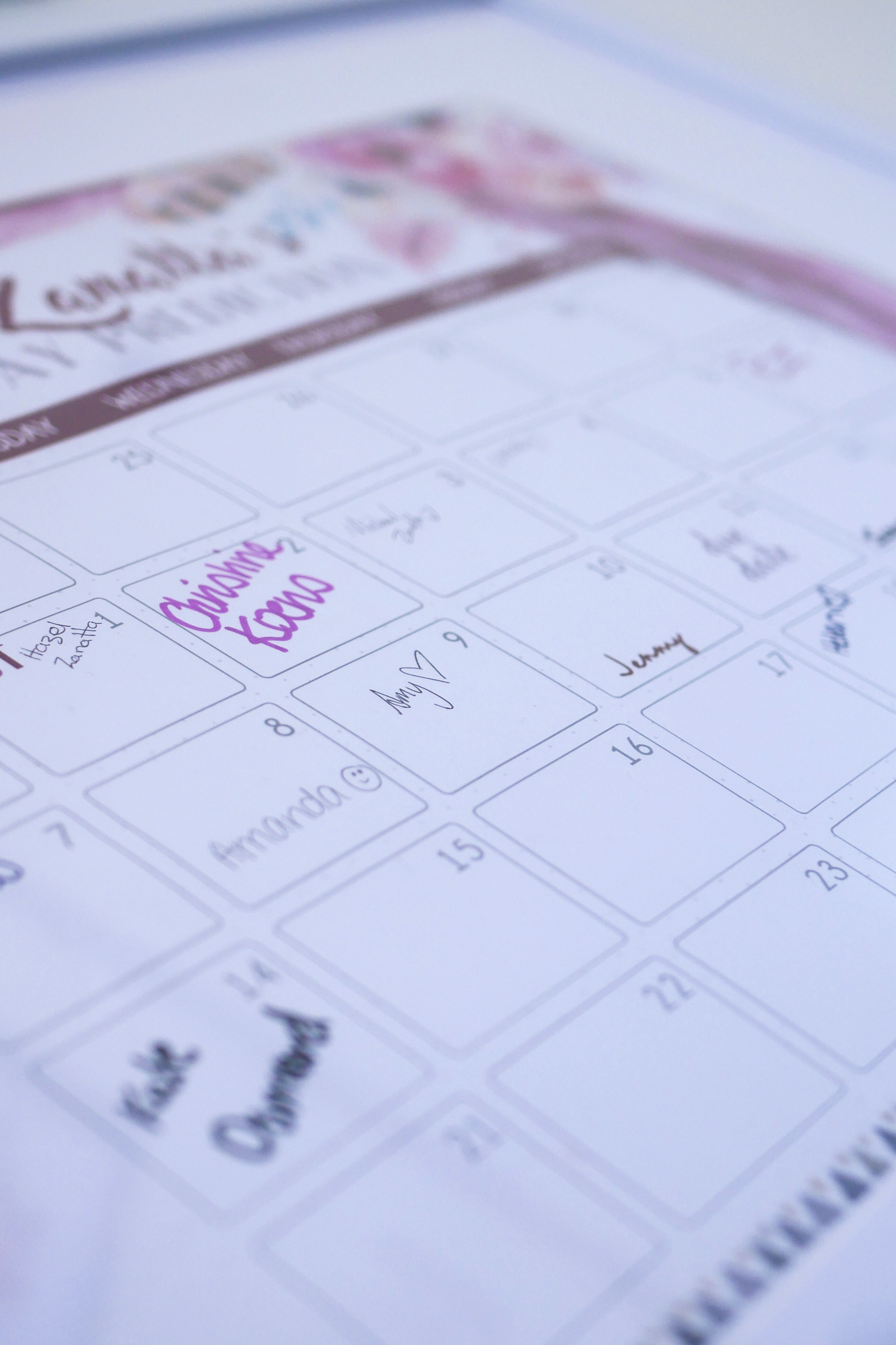 Floral Baby Shower Birthday Prediction Calendar 1