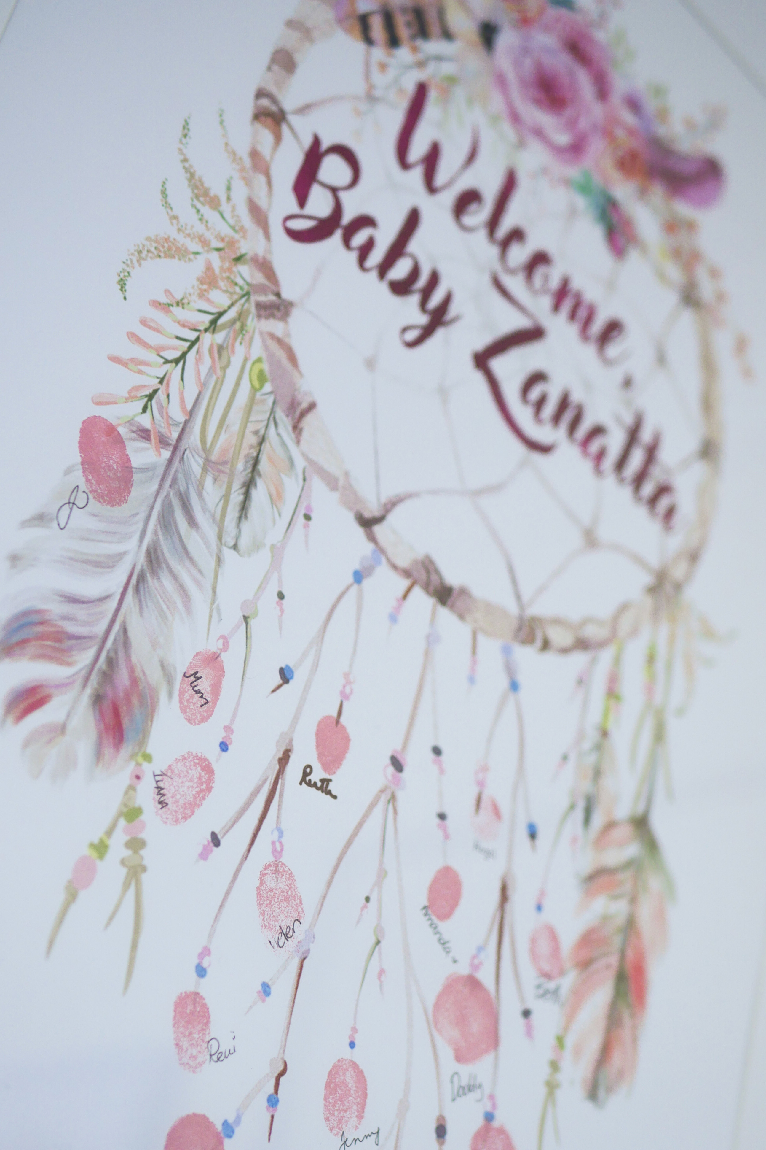 Floral Dream Catcher Baby Shower Fingerprint Guest Book 1