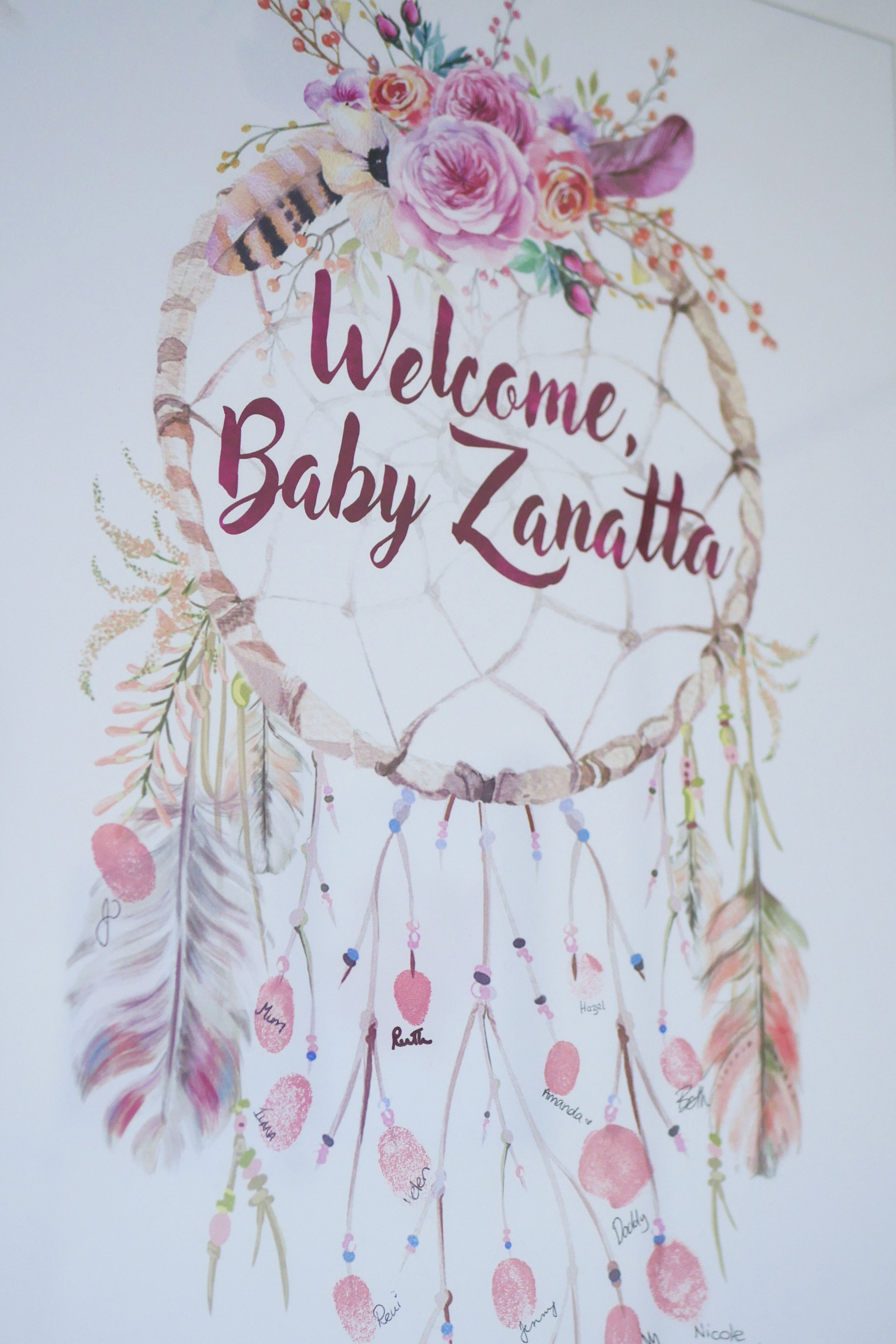 Floral Dream Catcher Baby Shower Fingerprint Guest Book 2