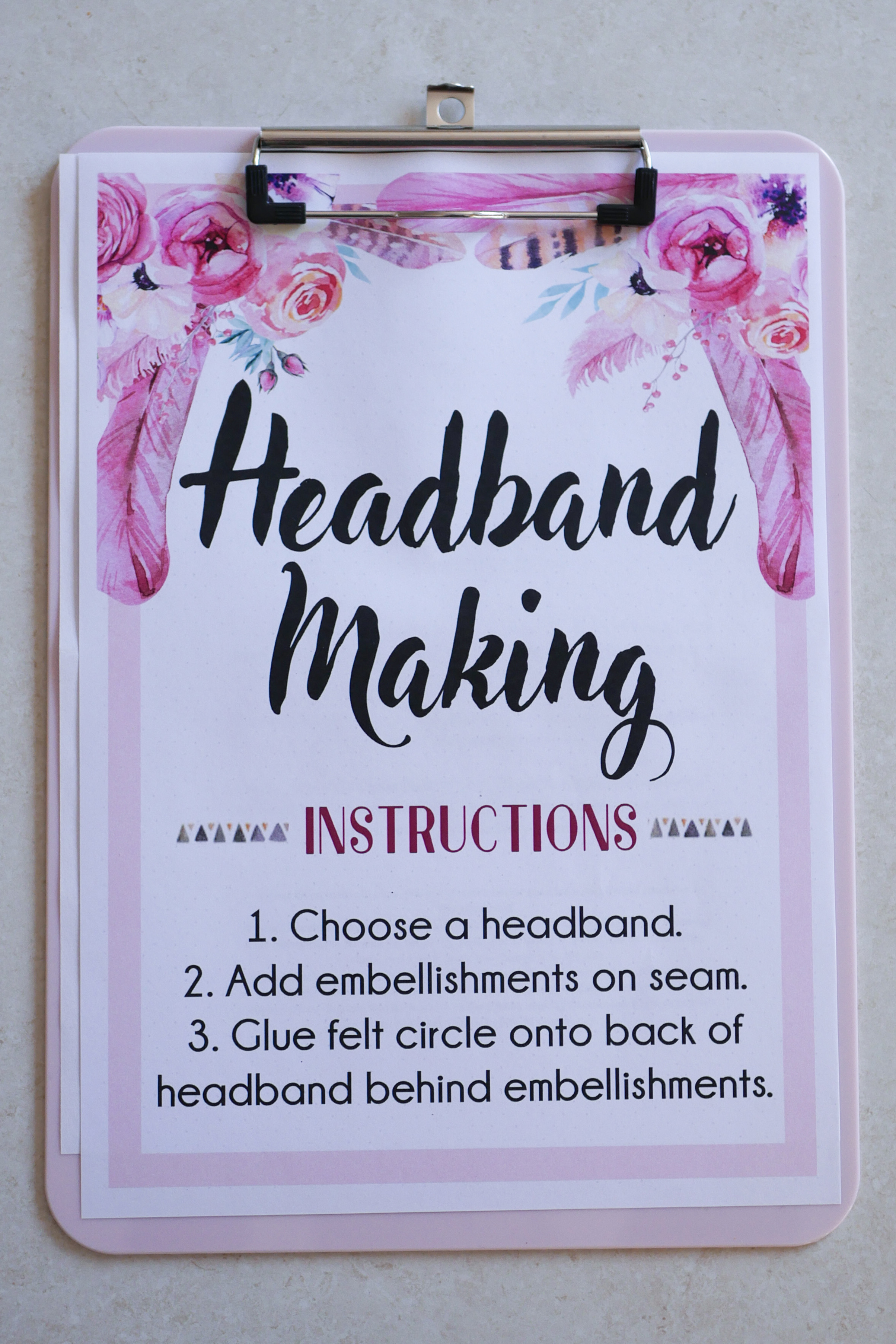 Headband Making Station Instruction Sheet Wide