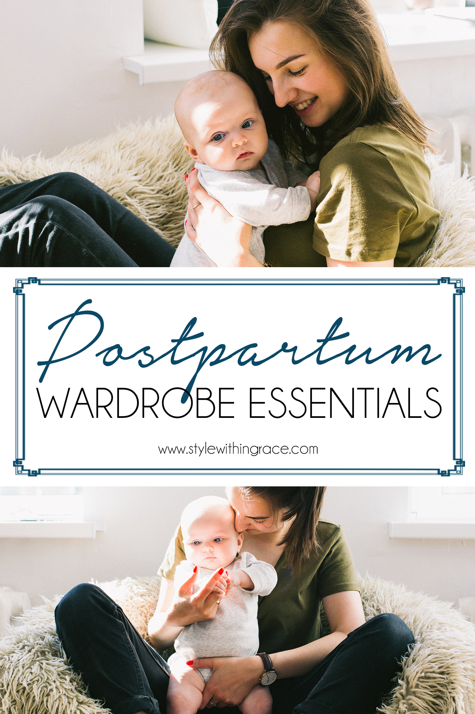 Postpartum Wardrobe Essentials Pinterest Graphic