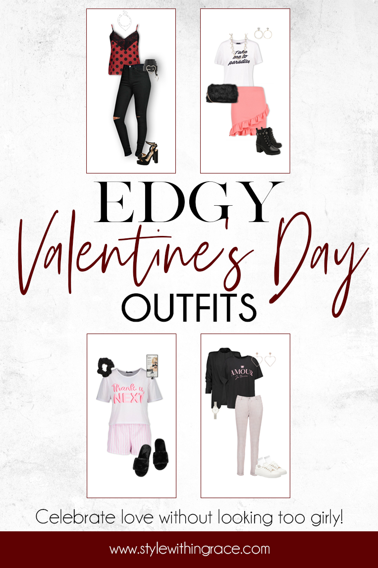 Edgy Valentine's Day Outfits Pinterest Graphic