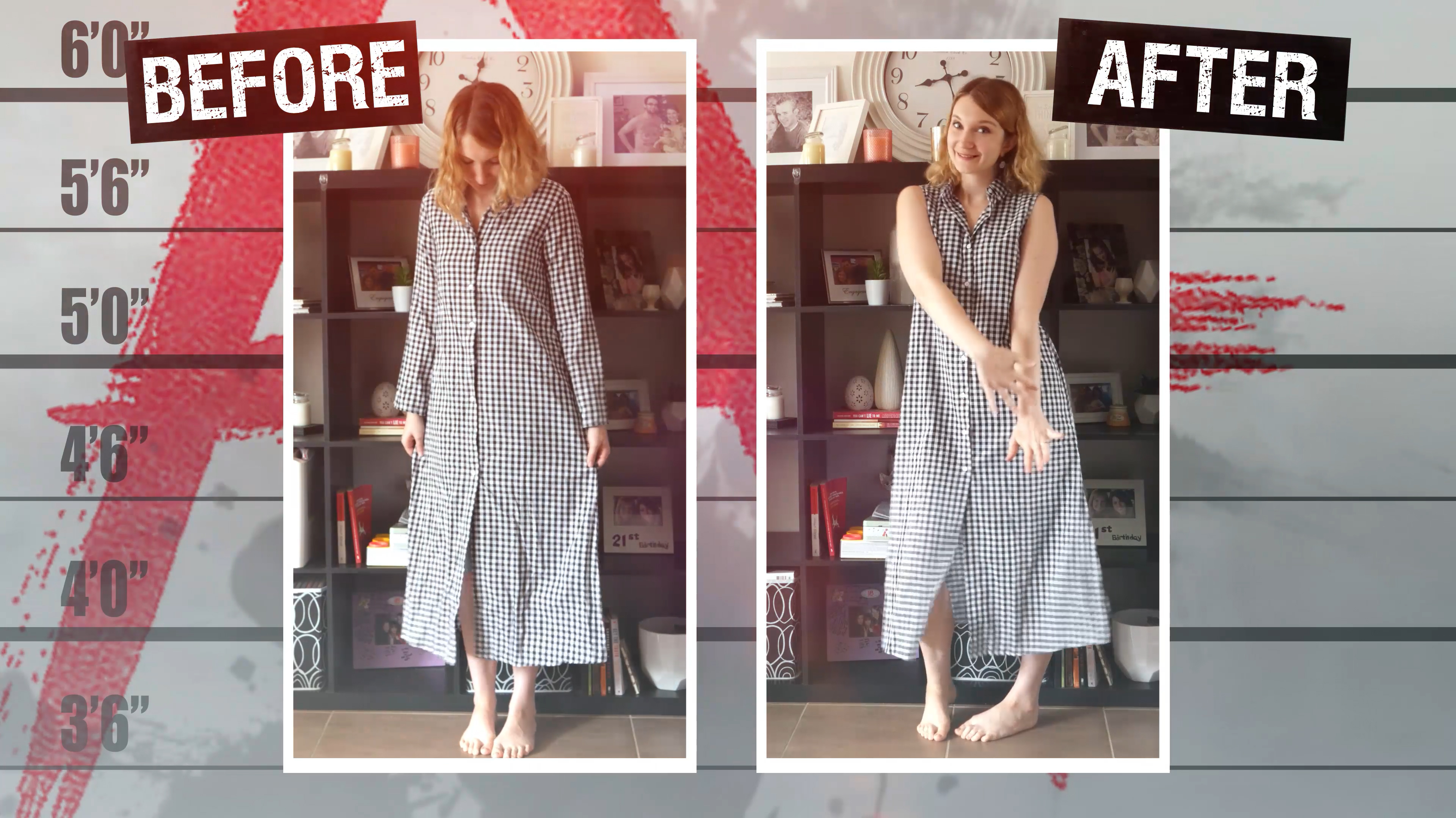 Before and After Plaid Dress Refashion