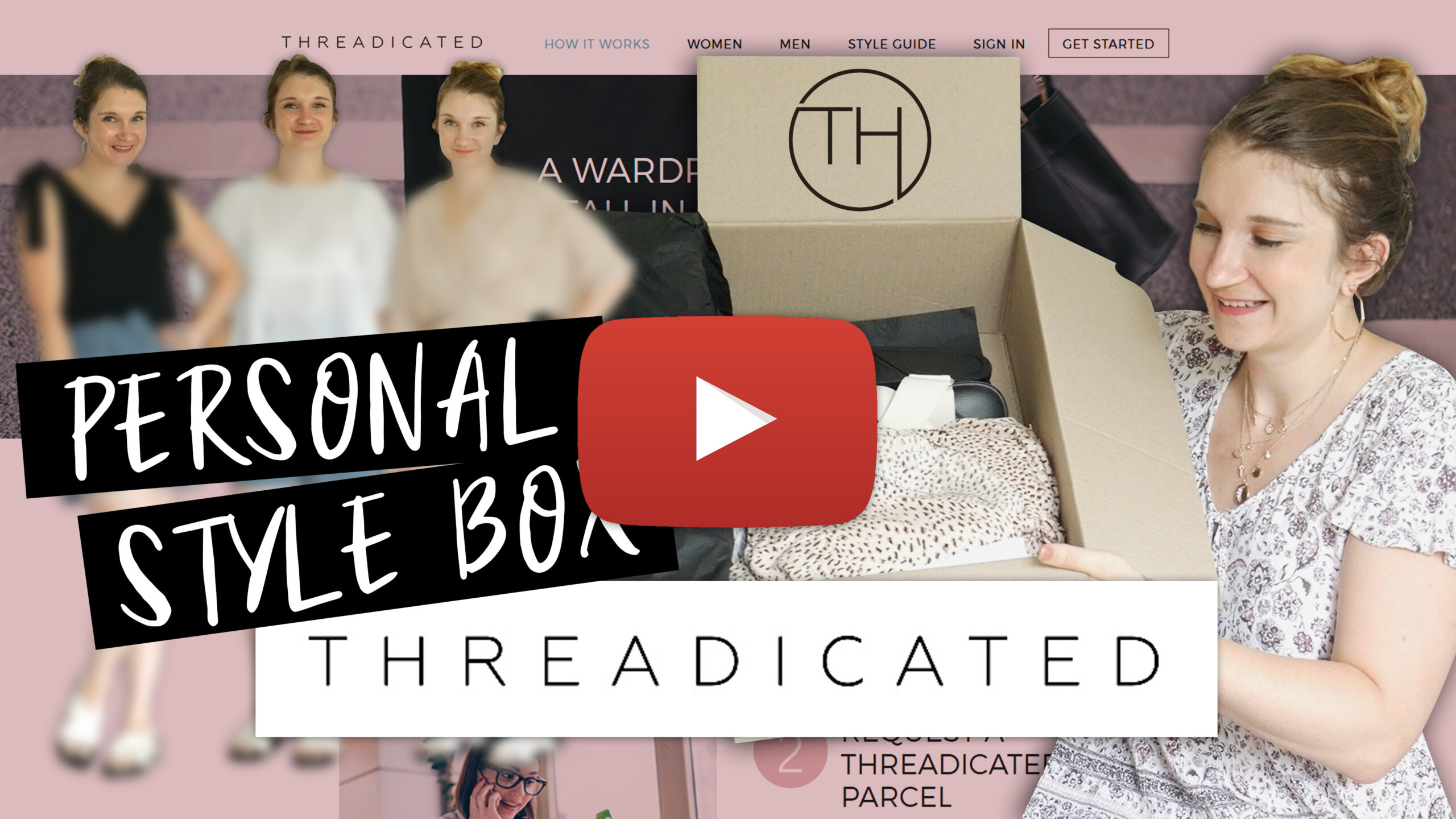 Threadicated Clothing Subscription Personal Style Box Review YouTube Thumbnail Play Button