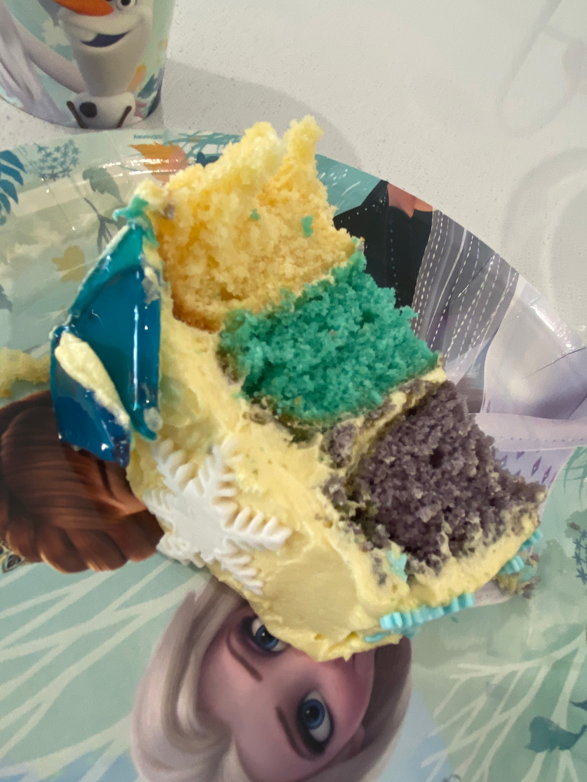 Frozen Birthday Party Cake Inside Layers
