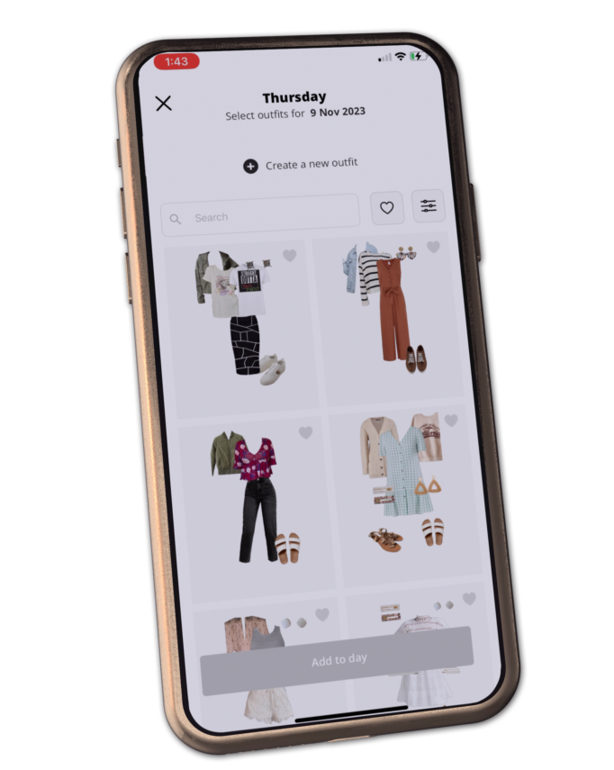 My Planner Phone Add Existing Outfits
