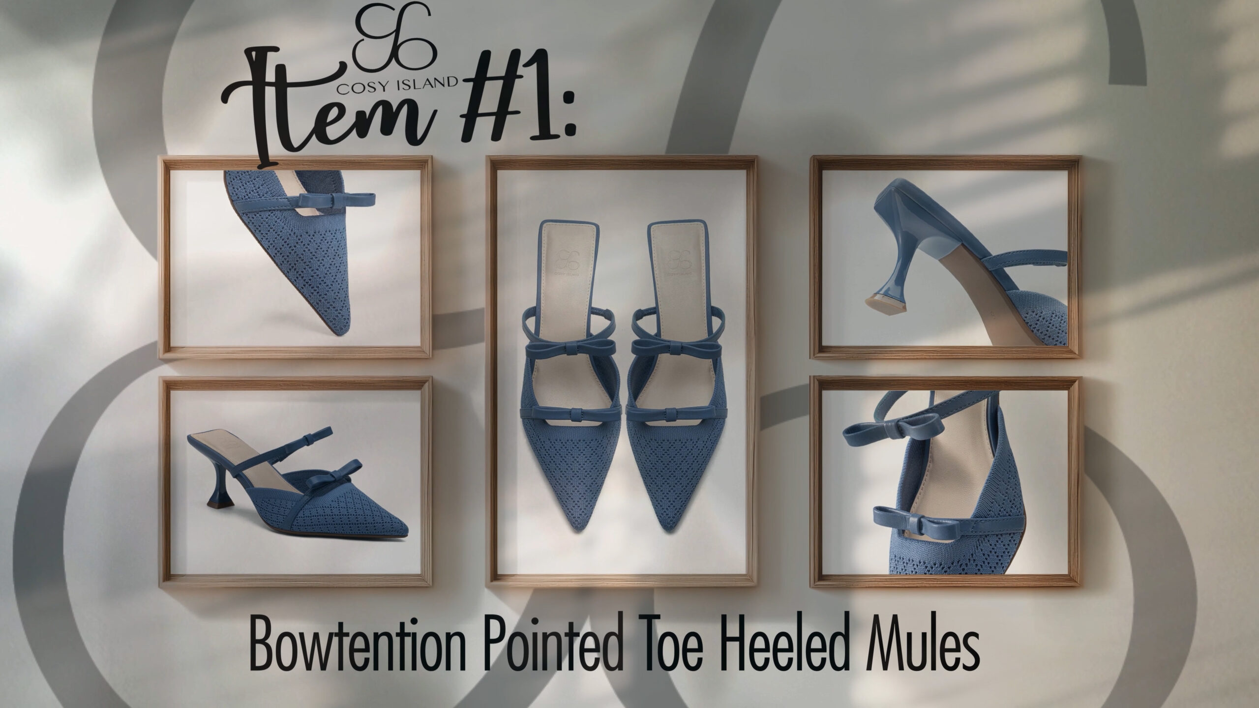 Bowtention Pointed Toe Heeled Mules