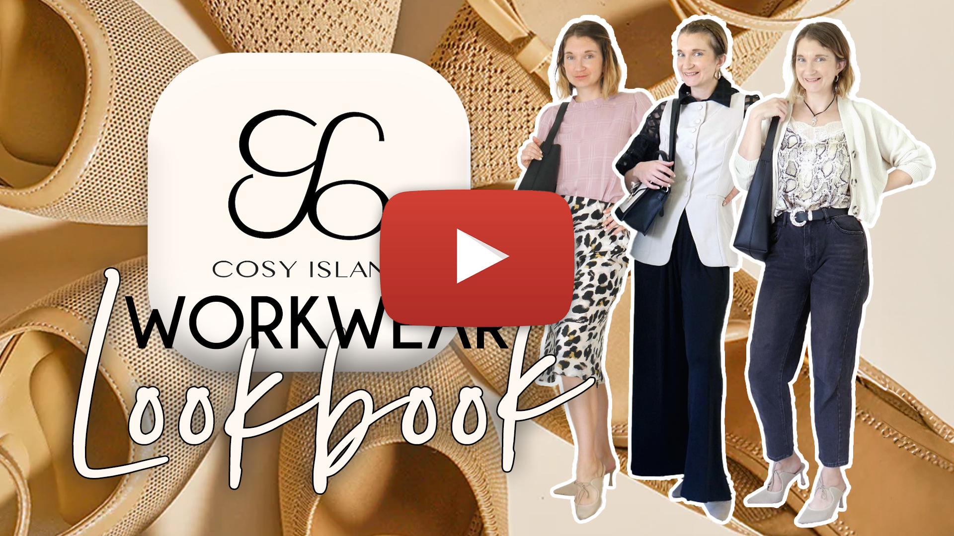 Cosy Island Workwear Lookbook Youtube Thumbnail Play Button